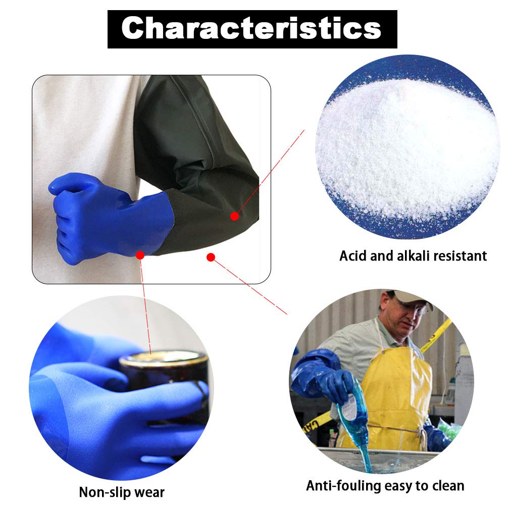 Eiito Drain cleaning gloves,Pond Gloves,Long Rubber gloves,Waterproof Gloves elbow length rubber gloves- 27 Inch Insulated Waterproof Gloves