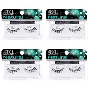 ardell natural lashes false eyelashes demi pixies black (4 pack)