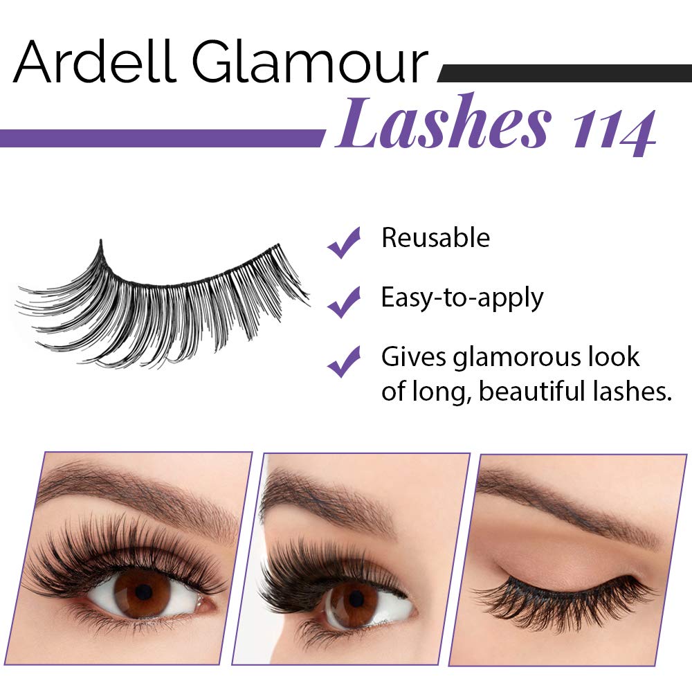 Ardell False Eyelashes Glamour Strip Lashes 114 Black 4 Pack