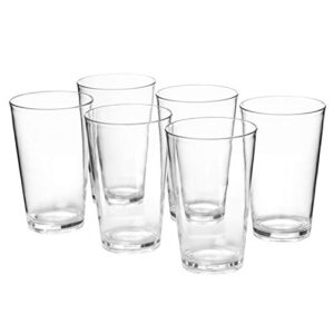 AOYITE 18-ounce Plastic Tumblers Water Juice Cups Dishwasher Safe BPA-free Clear Set of 6 Premium Quality Drinking Glasses