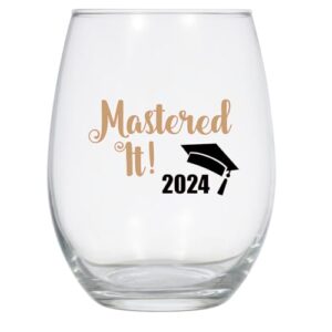 mastered it 2024 masters graduation wine glass, large 21 oz, mba, ms, graduation