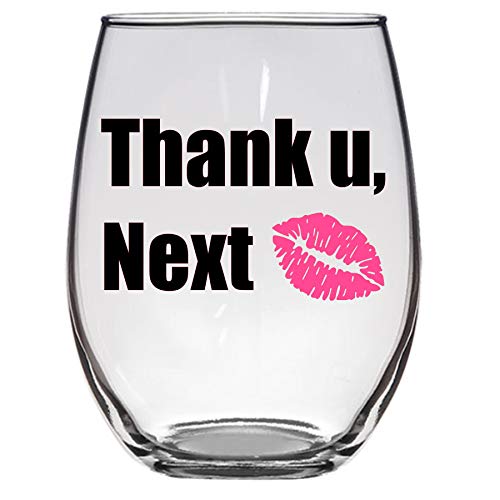 Thank You U Next Wine Glass, Breakup Divorce Funny Wine Glass Gift Large 21 Oz