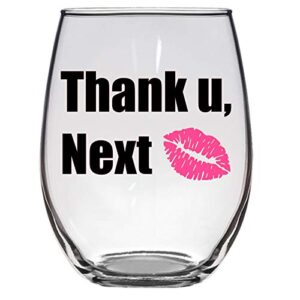 thank you u next wine glass, breakup divorce funny wine glass gift large 21 oz