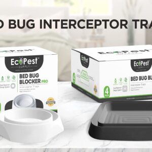Bed Bug Interceptors – 4 Pack | Bed Bug Blocker (XL) Interceptor Traps (White) | Extra Large Insect Trap, Monitor, and Detector for Bed Legs