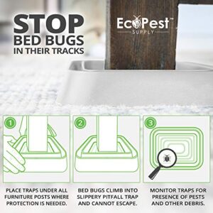 Bed Bug Interceptors – 4 Pack | Bed Bug Blocker (XL) Interceptor Traps (White) | Extra Large Insect Trap, Monitor, and Detector for Bed Legs