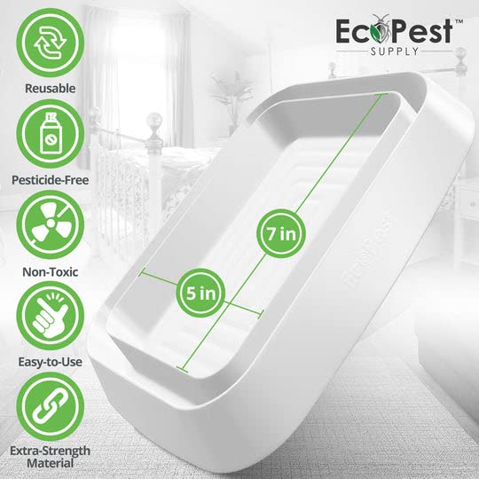 Bed Bug Interceptors – 4 Pack | Bed Bug Blocker (XL) Interceptor Traps (White) | Extra Large Insect Trap, Monitor, and Detector for Bed Legs