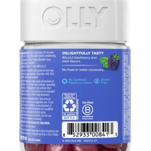 OLLY Extra Strength Sleep Gummy, Occasional Sleep Support, 5 mg Melatonin, L-Theanine, Chamomile, Lemon Balm, Sleep Aid, BlackBerry - 50 Count