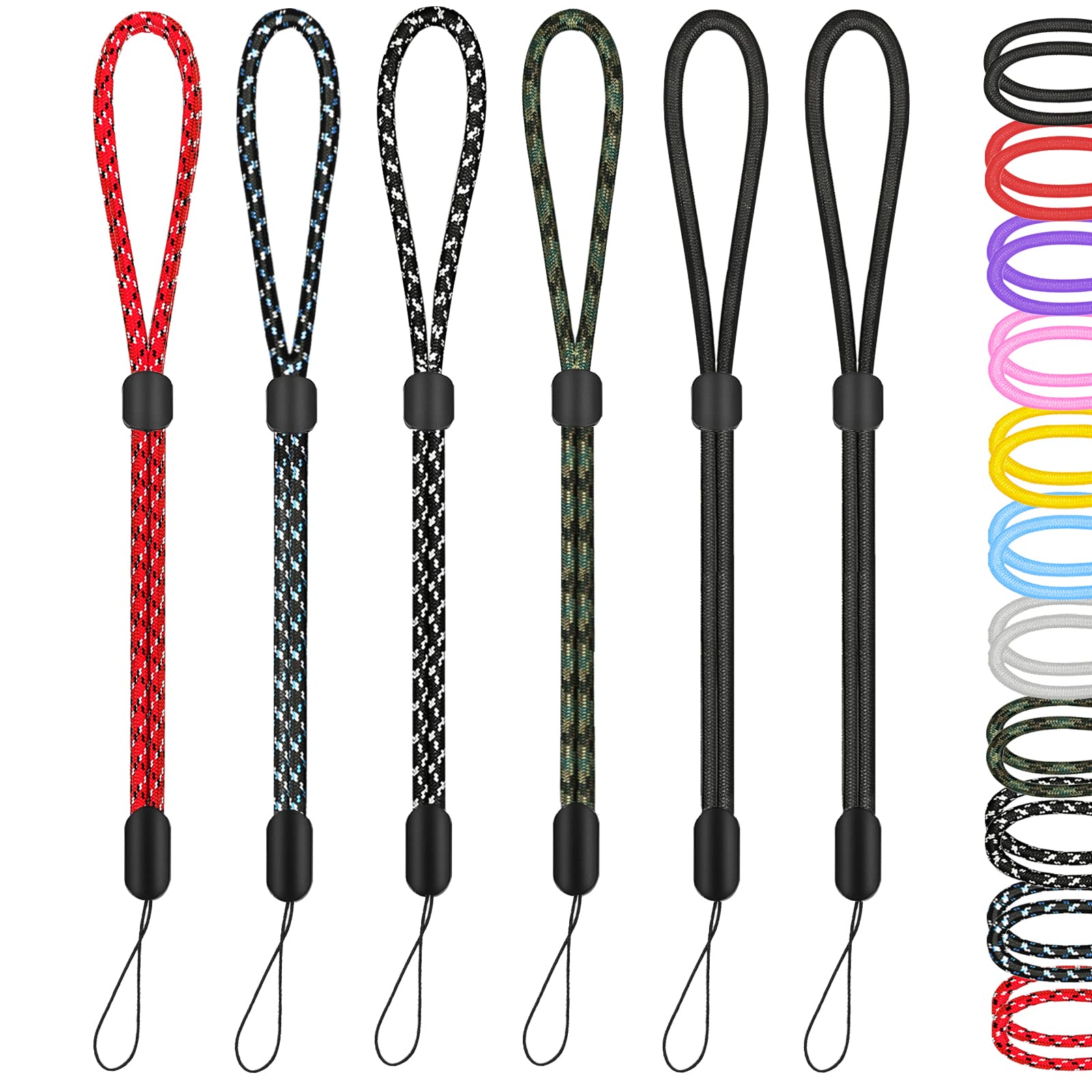 Hand Wrist Strap Lanyard, 6 Pack 9.5inch Adjustable Nylon Wristlet Straps Keychain String for Cell Phone Case Holder, AirPods Pro 2 2022, Camera, Key, GoPro, USB Drive, Ski Glove (Multi-Color)