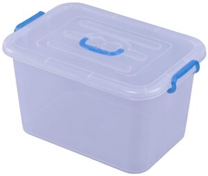 basicwise large clear storage container with lid and handles