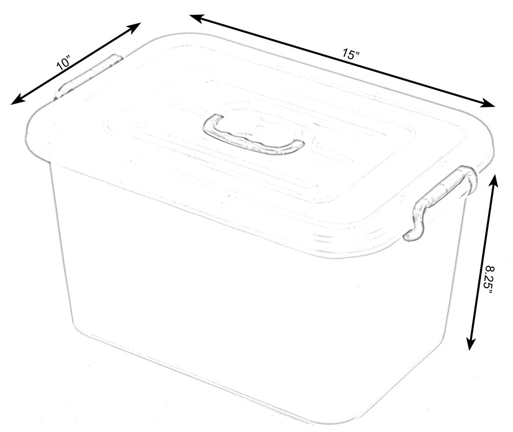 Basicwise Large Clear Storage Container with Lid and Handles