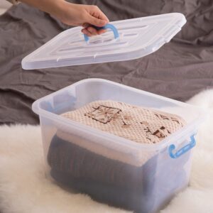 Basicwise Large Clear Storage Container with Lid and Handles