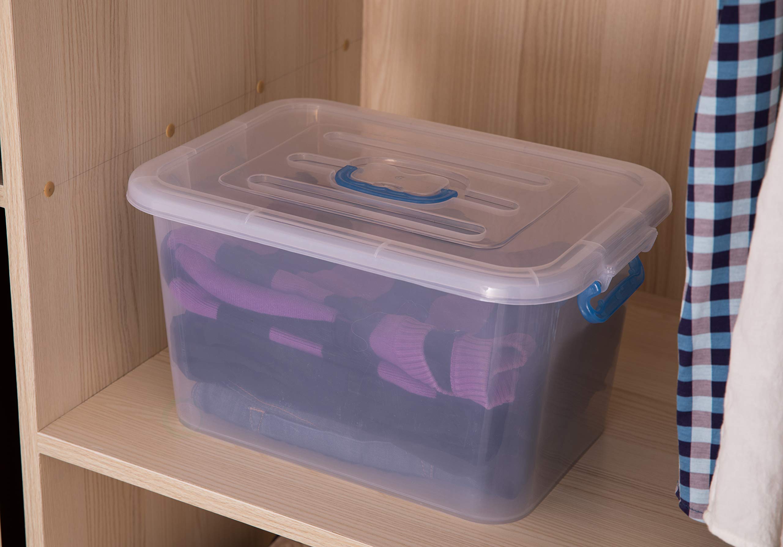 Basicwise Large Clear Storage Container with Lid and Handles