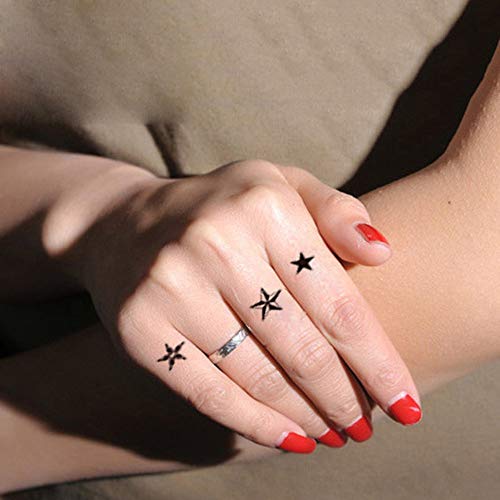 Yesallwas Cute Black Moon Sky Stars Temporary Tattoo for Women Body Kids 6 sheet Waterproof Art Fake Tattoo Stickers