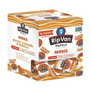 rip van wafels dutch caramel mini stroopwafels - low carb snacks (3g net carbs) - non gmo snack - keto friendly - office snacks - low calorie snack (37 calories) - low sugar (1g) - 32 pack