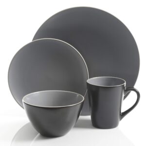 gibson soho lounge soho lounge matte dinnerware set, service for 4 (16pcs), two-tone grey
