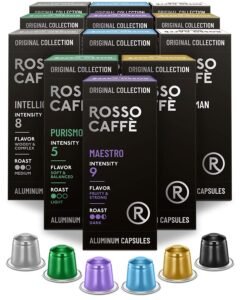 rosso coffee capsules for nespresso original machine - 120 gourmet espresso pods, compatible with nespresso original line machines