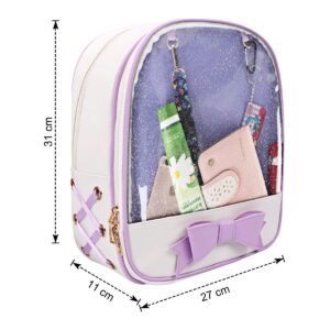 PG6 FF1 Candy Leather Bow Backpack Clear Beach Girls Bag Ita Bag, Purple, One Size