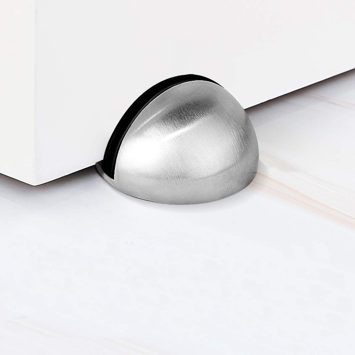 TPOHH Stainless Steel Half Dome Floor Door Stopper, Brushed Nickel Doorstop Double-Sided Adhesive No Need to Drill