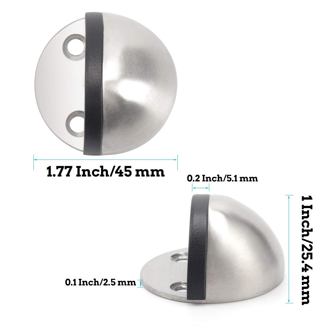 TPOHH Stainless Steel Half Dome Floor Door Stopper, Brushed Nickel Doorstop Double-Sided Adhesive No Need to Drill