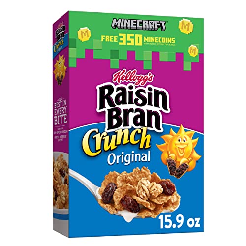 Kellogg's Raisin Bran Crunch Cold Breakfast Cereal, Fiber Cereal, Heart Healthy, Original, 15.9oz Box (1 Box)