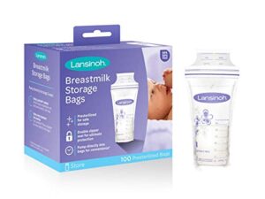 lansinoh breastmilk storage bags with convenient pour spout double zipper seal
