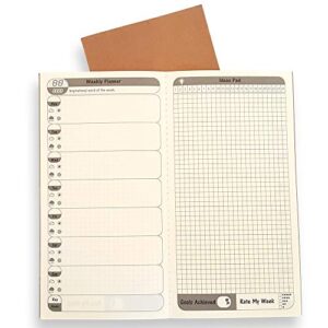 travelers notebook inserts - 2 pack, 26 weeks per book, free diary weekly planner refills with 6 monthly summary, to do list calendar for standard regular tn journal size 8.5" x 4.75" (21 x 11 cm)