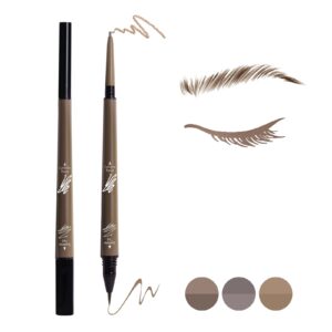 music flower 2 in 1 eyebrow pencil - waterproof & long lasting liquid eyebrow pen - dual ended pencil fills and defines brow tint with the precision & definition of microblading, brown