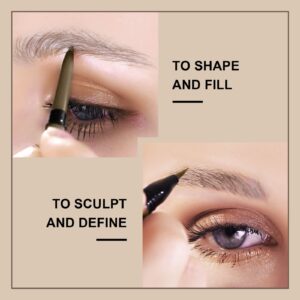 Music Flower 2 in 1 Eyebrow Pencil - Waterproof & Long Lasting Liquid Eyebrow Pen - Dual Ended Pencil Fills and Defines Brow Tint with the Precision & Definition of Microblading, Brown