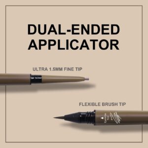 Music Flower 2 in 1 Eyebrow Pencil - Waterproof & Long Lasting Liquid Eyebrow Pen - Dual Ended Pencil Fills and Defines Brow Tint with the Precision & Definition of Microblading, Brown