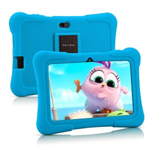 pritom k7 kids tablet, 4gb+32gb, android 13 toddler tablet with wifi, dual camera, education, games, kids software pre-installed, parental control, blue