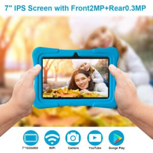 PRITOM K7 Kids Tablet, 4GB+32GB, Android 13 Toddler Tablet with WiFi, Dual Camera, Education, Games, Kids Software Pre-Installed, Parental Control, Blue