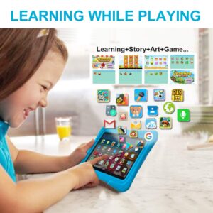 PRITOM K7 Kids Tablet, 4GB+32GB, Android 13 Toddler Tablet with WiFi, Dual Camera, Education, Games, Kids Software Pre-Installed, Parental Control, Blue