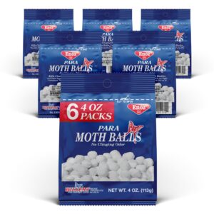 enoz para moth balls for insects, kills clothes moths and carpet beetles, no clinging odor, 4 oz (pack of 6)