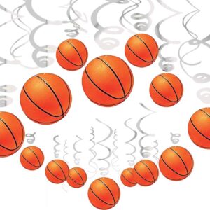 36Ct Basketball Hanging Swirl Decorations - Basketball Themed Party Supplies Hanging Party Decorations, Boy Birthday Party Decorations