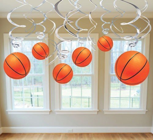 36Ct Basketball Hanging Swirl Decorations - Basketball Themed Party Supplies Hanging Party Decorations, Boy Birthday Party Decorations