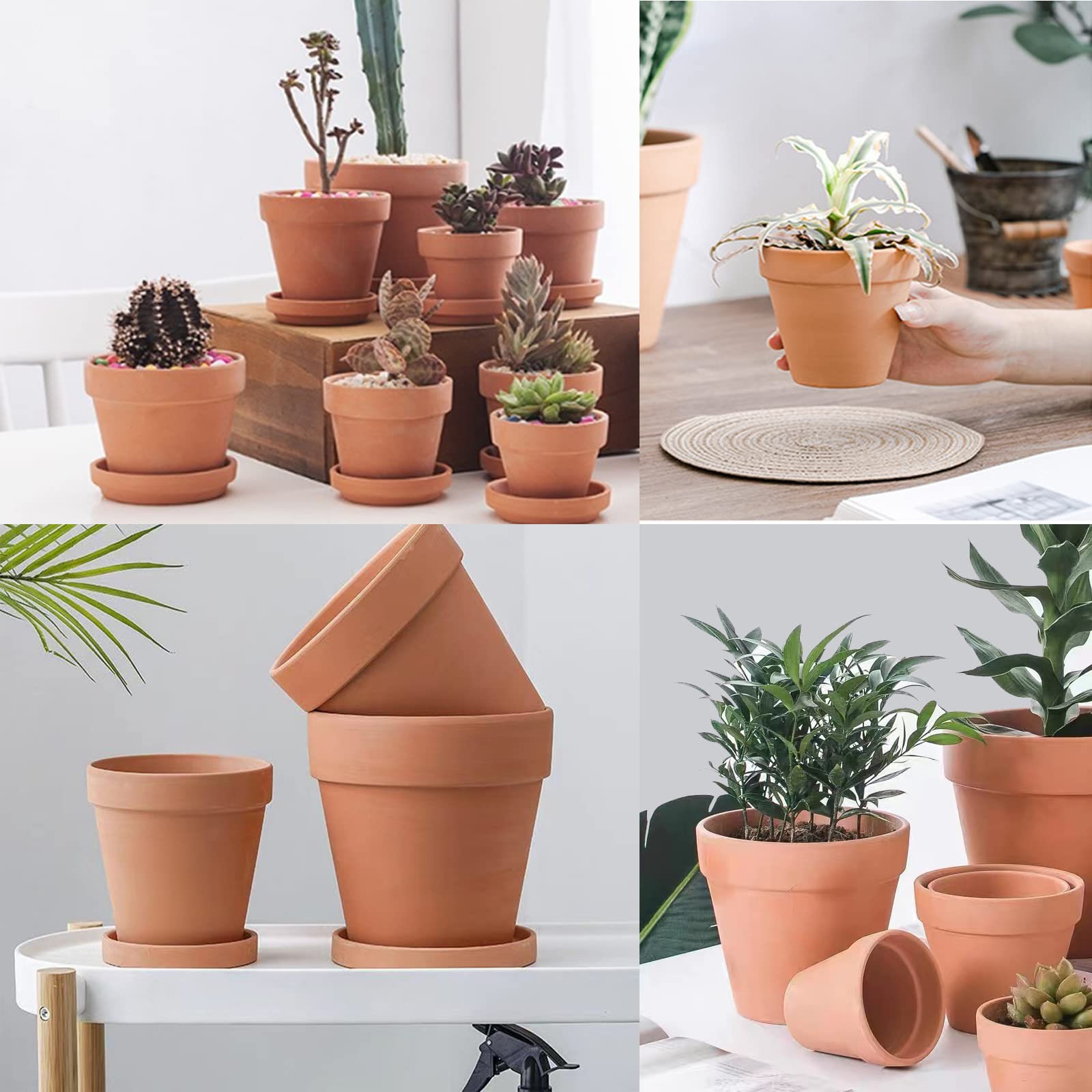 Kosrtuny 3 Inches Terracotta Clay Pots Pack of 18 pcs- Pottery Fleshy Flower Planter with Drainage Hole，for DIY Home and Office Desktop/Windowsill/Ornament Decoration Wedding