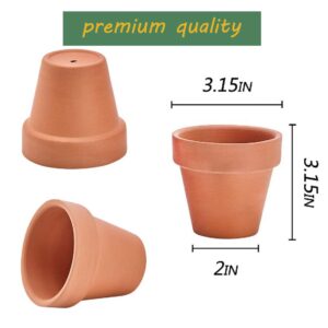 Kosrtuny 3 Inches Terracotta Clay Pots Pack of 18 pcs- Pottery Fleshy Flower Planter with Drainage Hole，for DIY Home and Office Desktop/Windowsill/Ornament Decoration Wedding