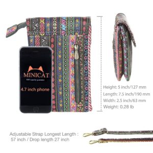 MINICAT Roomy Pockets Series Small Crossbody Bags Cell Phone Purse Wallet for Women(Upgraded National-Style)