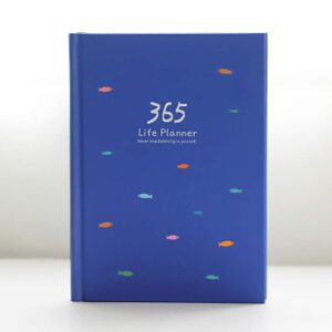 365 days daily weekly monthly planner by shining soul, a5 cute (small) personal pocket diary hard cover, office notebook stationery (blue) calendar schedule organizer