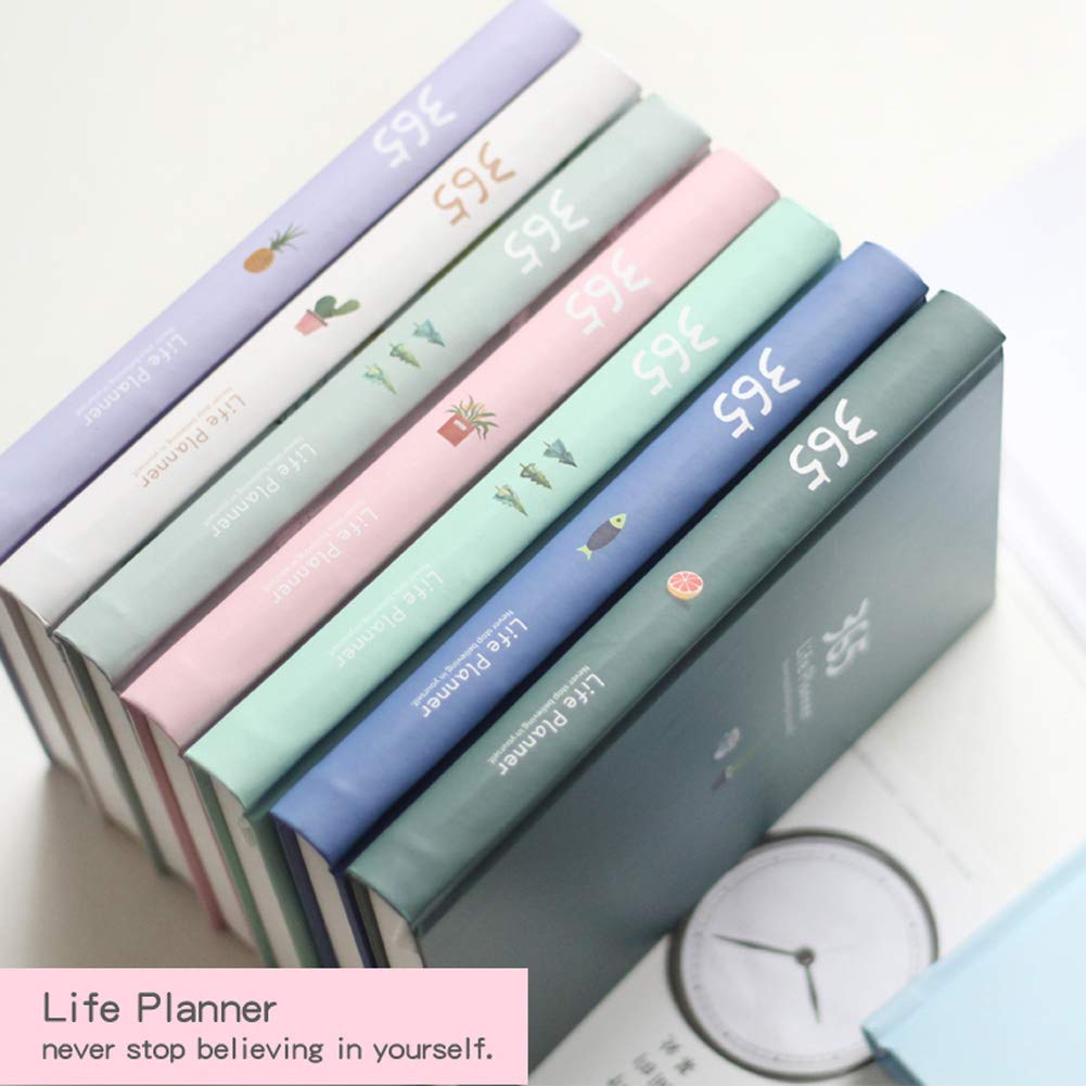 365 Days Daily Weekly Monthly Planner By Shining Soul, A5 Cute (small) Personal Pocket Diary Hard Cover, Office Notebook Stationery (Blue) Calendar Schedule Organizer