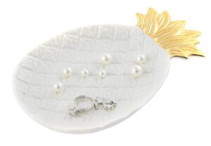 lependor ceramic plate jewelry tray jewelry holder jewelry display - ring dish - organizer for keys - phone - jewelry - watch - wallet -trinket - best wedding/birthday - big size white pineapple