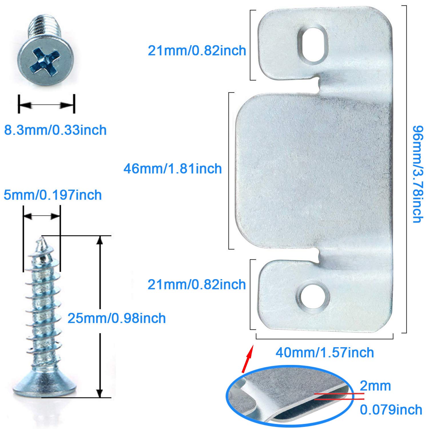 Metal Sectional Couch Connectors Furniture Interlocking,Sectional Sofa Fastener Software Bracket with Screws for Loveseat, Recliner, Chair or Chaise Lounge (4 Pcs)