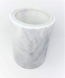 roman pallace collection powder white honed marble wastebasket with plastic bin (10" h x 7.5" dia)
