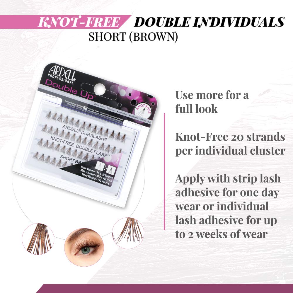 Ardell False Eyelashes Double Up Individuals Knot-Free Short Brown 4 Pack