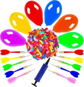 ootsr dart balloon game set includes 500 balloons & 10 darts plus pump - exciting outdoor game for adults, best carnival, birthday party & backyard fun