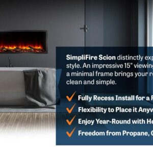 SIMPLIFIRE Scion 55" Clean Face Linear Electric Fireplace - Black, SF-SC55-BK