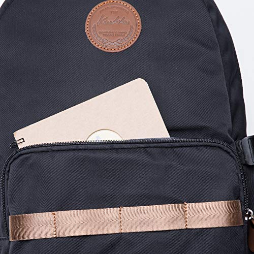 KAUKKO Stylish Oxford Fabric Backpack Travel Rucksack lightweight Hiking Bag Satchel(K1005-2-BLACK)