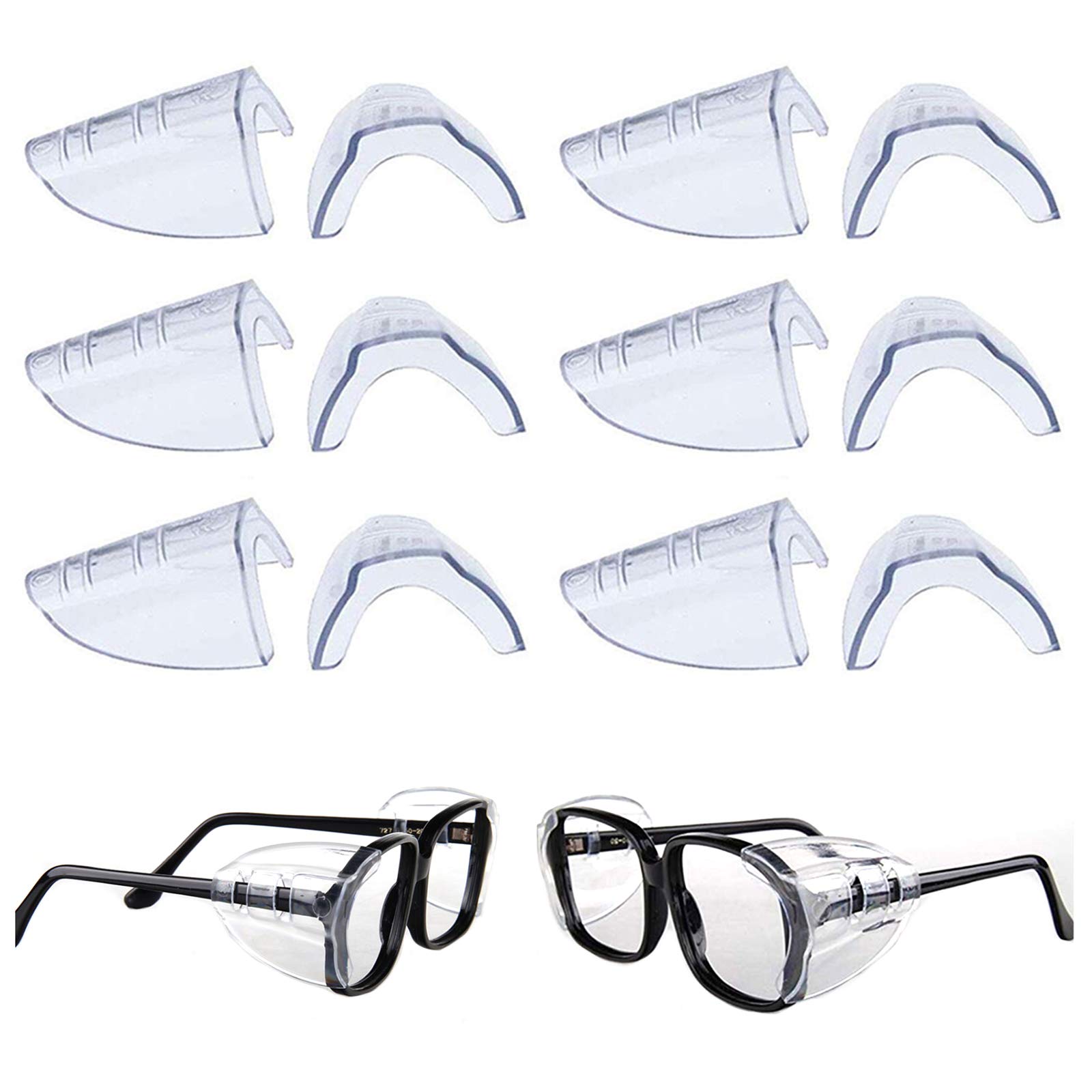 Korty 6 Pairs Eye Glasses Side Shields,Slip on Side Shields for Safety Glasses Fits Small to Large Flexible Clear Universal