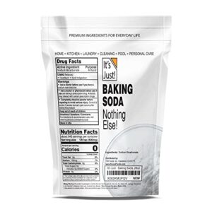 It's Just - Baking Soda, 100% Pure Sodium Bicarbonate, Food Grade, Non-GMO, Made in USA, Cooking, Baking, Aluminum Free (1.25 Pound)