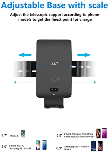 MANKIW Wireless Car Charger Automatic Clamping 10W Qi Fast Charging Car Charger Mount Compatible with iPhone 15 14 13 12 11 pro max Plus/Xs MAX/XS/XR/X/8/8p Samsung S10/S10+/S9/S9+/S8/S8+